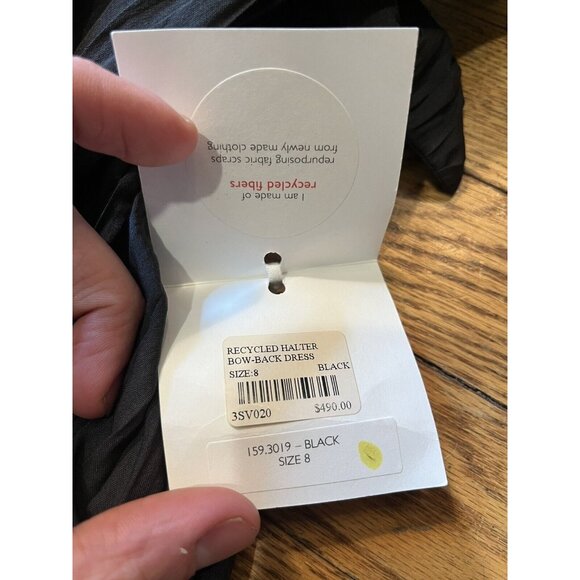 Svilu Halter Recycled Bow Back Size 8 Black Frilly Dress Newlife Polyester NWT - Picture 7 of 16